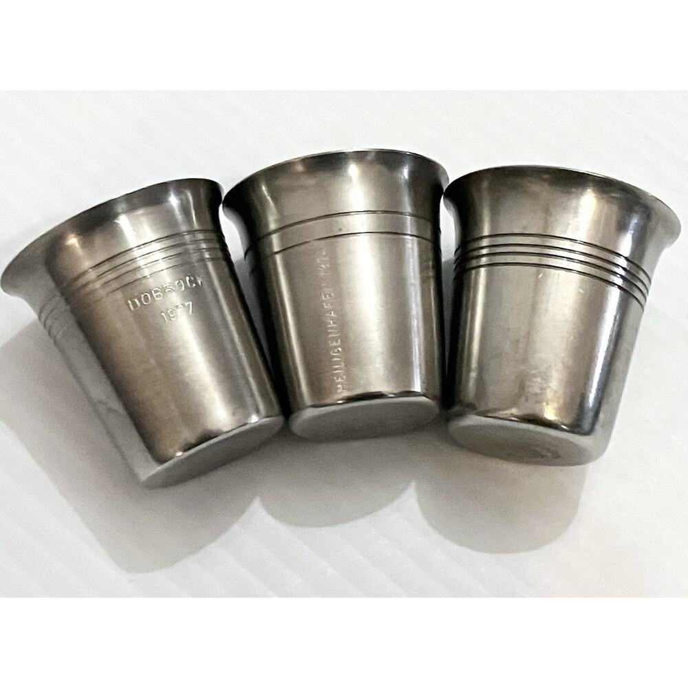 Vintage Pewter Silver Metal Shot Glass Set Of 7 Rein Zinn Steiff William Adams - Picture 3 of 8